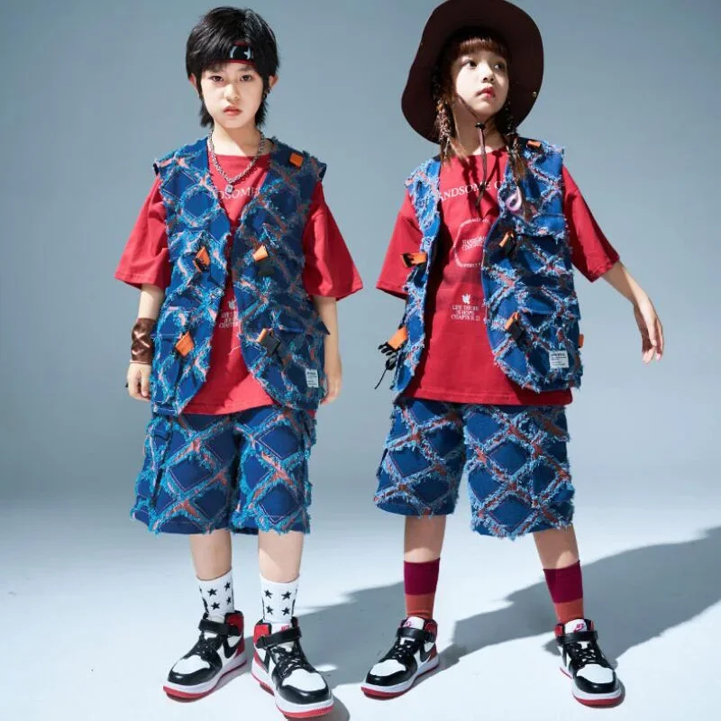 Kids Hip Hop Clothing Oversize T Shirt Denim Vest Top Purple Casual Pocket Cargo Shorts for Girl Boy Jazz Dance Costume Clothes
Kids Hip Hop Clothing Oversize T Shirt Denim Vest Top Purple Casual Pocket Cargo Shorts for Girl Boy Jazz Dance Costume Clothes