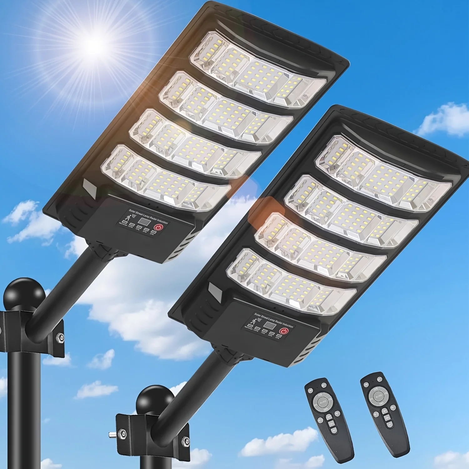 Solar Lights Outdoor - Wide Angle 6500K Solar Street Lights Outdoor Motion Sensor, Street Light IP65, Parking Lot Light Dusk to Dawn with Remote Control (2 Pack)
Solar Lights Outdoor - Wide Angle 6500K Solar Street Lights Outdoor Motion Sensor, Street Light IP65, Parking Lot Light Dusk to Dawn with Remote Control (2 Pack)