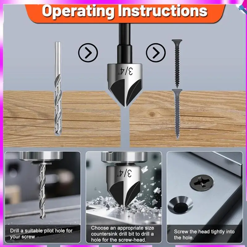 N96R Feanron 4241 Counter Sink Drill Bit Set, 5 Pieces 1/4” HSS Shank For Steel,Woodworking Wood
N96R Feanron 4241 Counter Sink Drill Bit Set, 5 Pieces 1/4” HSS Shank For Steel,Woodworking Wood