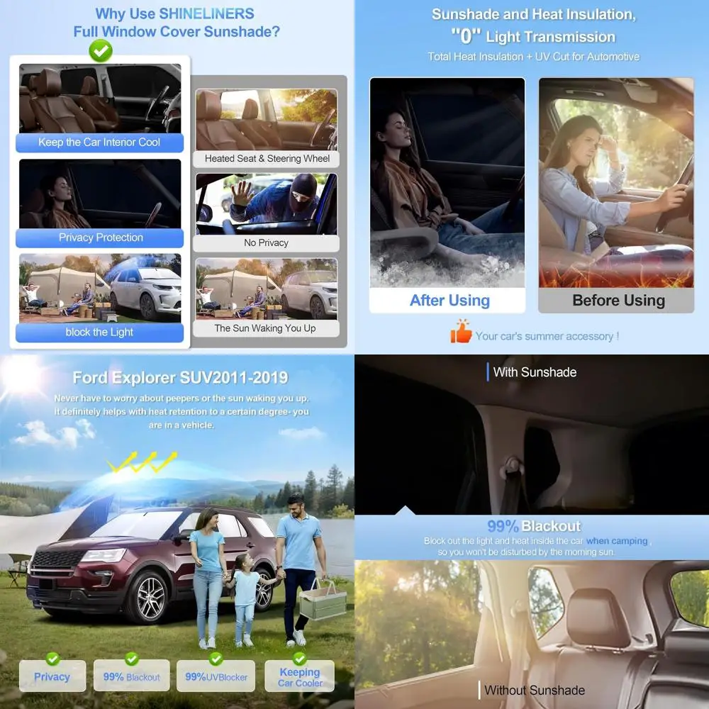 Car Window Shades for SUV 2011-2019, Full Sunshade, UV Blocking, Privacy Protection, Camping Outdoor Use
Car Window Shades for SUV 2011-2019, Full Sunshade, UV Blocking, Privacy Protection, Camping Outdoor Use