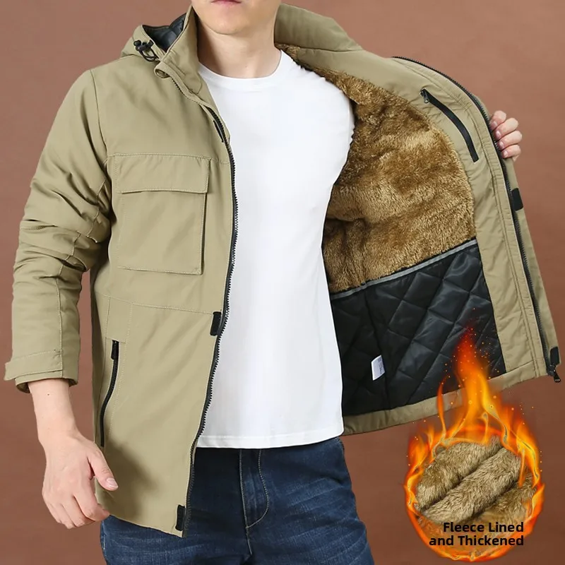 Men's Autumn Winter Jaet Outdoor Casual Multi-ket Detachable Cap Fce Lined Thi Warm Middle-Aged Dad Clothes
Men's Autumn Winter Jaet Outdoor Casual Multi-ket Detachable Cap Fce Lined Thi Warm Middle-Aged Dad Clothes