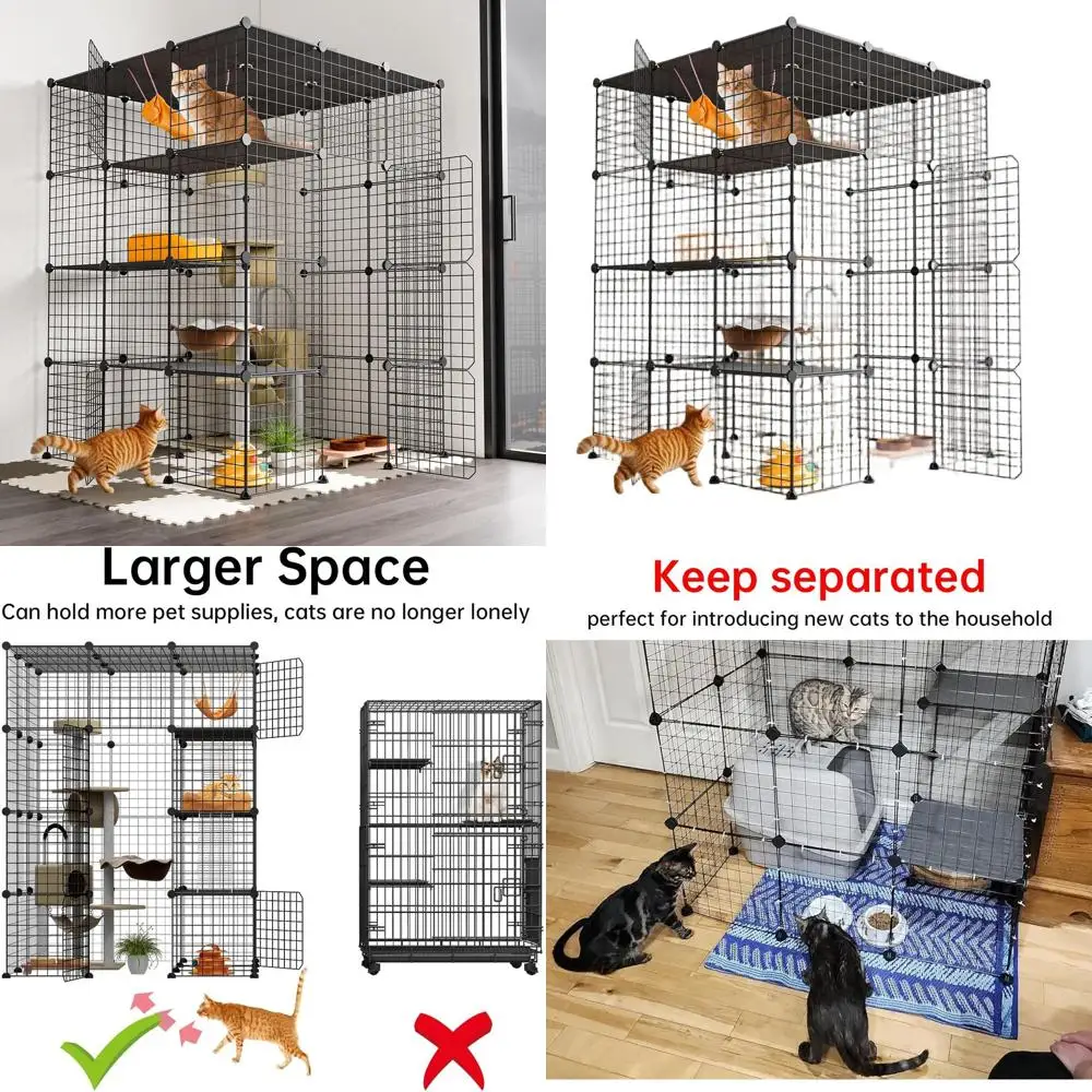 4-Level 55 Large Metal Cat Playpen with Detachable Kennels - Ideal for 1-2 Cats
4-Level 55 Large Metal Cat Playpen with Detachable Kennels - Ideal for 1-2 Cats