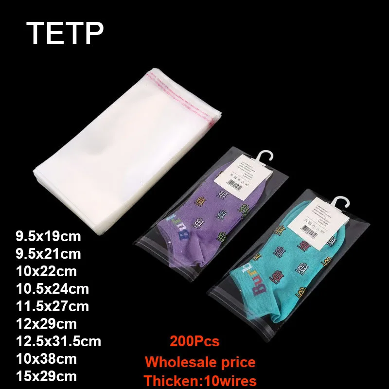 TETP 200Pcs Hanging Socks Packaging Bag OPP Self-Adhesive Transparent Plastic Storage Bag for Men's Women's And Children's Socks
TETP 200Pcs Hanging Socks Packaging Bag OPP Self-Adhesive Transparent Plastic Storage Bag for Men's Women's And Children's Socks