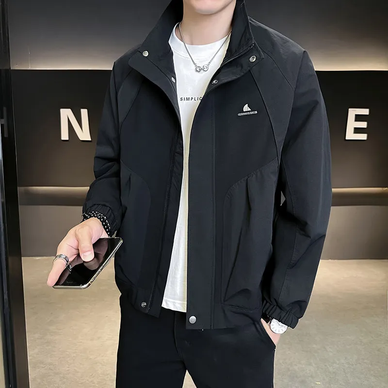 Spring Autumn Long Sve Jaet Youth Casual Faion Men's Clothing Splicing Design Polyester Fabric Stand Collar Side ket
Spring Autumn Long Sve Jaet Youth Casual Faion Men's Clothing Splicing Design Polyester Fabric Stand Collar Side ket