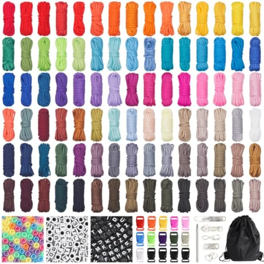90 Colors Paracord 550 - 10 Feet Bracelet Kit With Complete Accessories Multifunction Rope for Making Bracelets Lanyards Dog Co
90 Colors Paracord 550 - 10 Feet Bracelet Kit With Complete Accessories Multifunction Rope for Making Bracelets Lanyards Dog Co