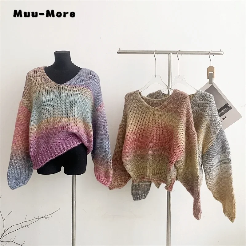 2023 Autumn Winter Vintage Sweet Casual Knitting Long Sleeve Pullovers Korean Fashion Women Rainbow Round Neck Ladies Sweater
2023 Autumn Winter Vintage Sweet Casual Knitting Long Sleeve Pullovers Korean Fashion Women Rainbow Round Neck Ladies Sweater