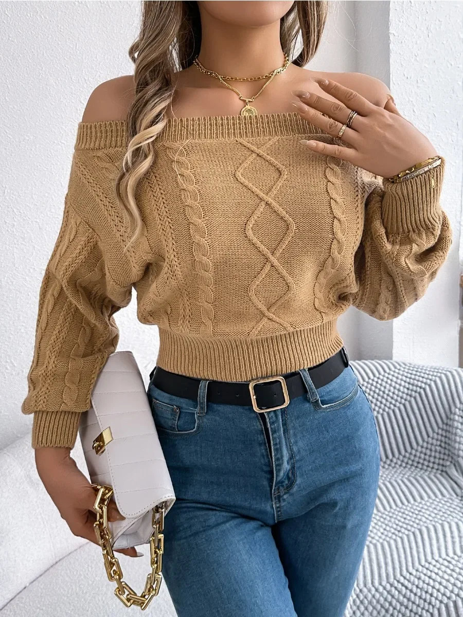 2025 Autumn/Winter Sweater for Women Solid Color One Neck Off Shoulder Long Sleeved Knitted Warm Pullover Sweater 100% Polyester
2025 Autumn/Winter Sweater for Women Solid Color One Neck Off Shoulder Long Sleeved Knitted Warm Pullover Sweater 100% Polyester