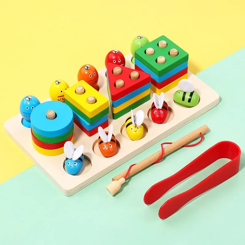 Wooden three in one multifunctional fishing set pole for children's shape recognition matching hand eye coordination puzzle toy
Wooden three in one multifunctional fishing set pole for children's shape recognition matching hand eye coordination puzzle toy