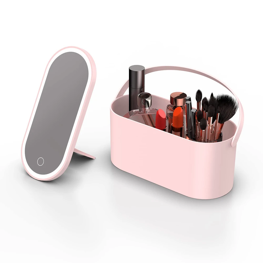 Portable LED Lighting Mirror Travel Makeup Organizer Box Cosmetic Case with 3 Colors Dimmable Cosmetics Bag Makeup Storage Box
Portable LED Lighting Mirror Travel Makeup Organizer Box Cosmetic Case with 3 Colors Dimmable Cosmetics Bag Makeup Storage Box
