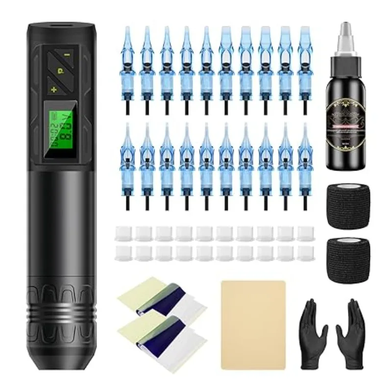 Wireless Tattoo Gun Kit Tattoo Pen Machine with 2000 mAh Battery 20pcs Tattoo Cartridge Needles for Tattoo Artists and Beginners
Wireless Tattoo Gun Kit Tattoo Pen Machine with 2000 mAh Battery 20pcs Tattoo Cartridge Needles for Tattoo Artists and Beginners