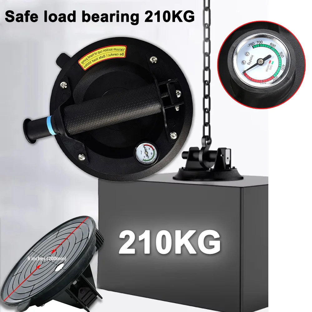 8" Heavy Duty Suction Cup Lifter 210KG Pressure Gauge Industrial Glass Vacuum Suction Cups for Lifting Glass Tile Suction Cup
8" Heavy Duty Suction Cup Lifter 210KG Pressure Gauge Industrial Glass Vacuum Suction Cups for Lifting Glass Tile Suction Cup