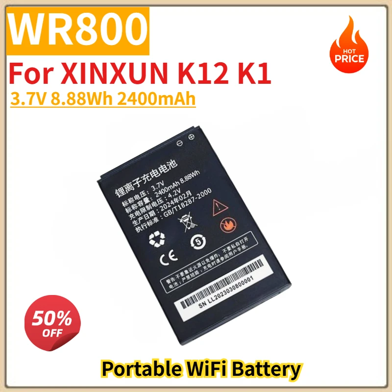 WR800 High Quality Portable WiFi Battery 3.7V 8.88Wh 2400mAh for XINXUN K12 K1 Brand New Replacement Battery
WR800 High Quality Portable WiFi Battery 3.7V 8.88Wh 2400mAh for XINXUN K12 K1 Brand New Replacement Battery