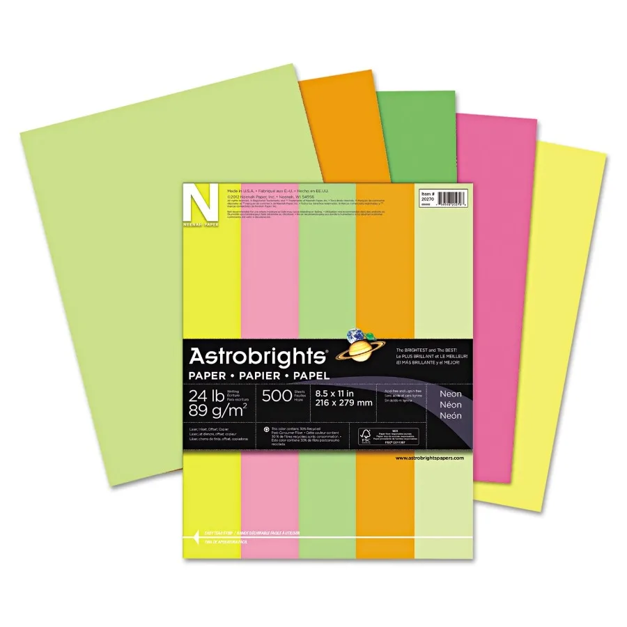 Цветная бумага Astrobrights - Неоновый ассортимент, 24 фунта, 8-1/2 x 11 дюймов, 5 цветов, 500 листов - Идеально подходит для ярких художественных проектов и творческих поделок
Цветная бумага Astrobrights - Неоновый ассортимент, 24 фунта, 8-1/2 x 11 дюймов, 5 цветов, 500 листов - Идеально подходит для ярких художественных проектов и творческих поделок