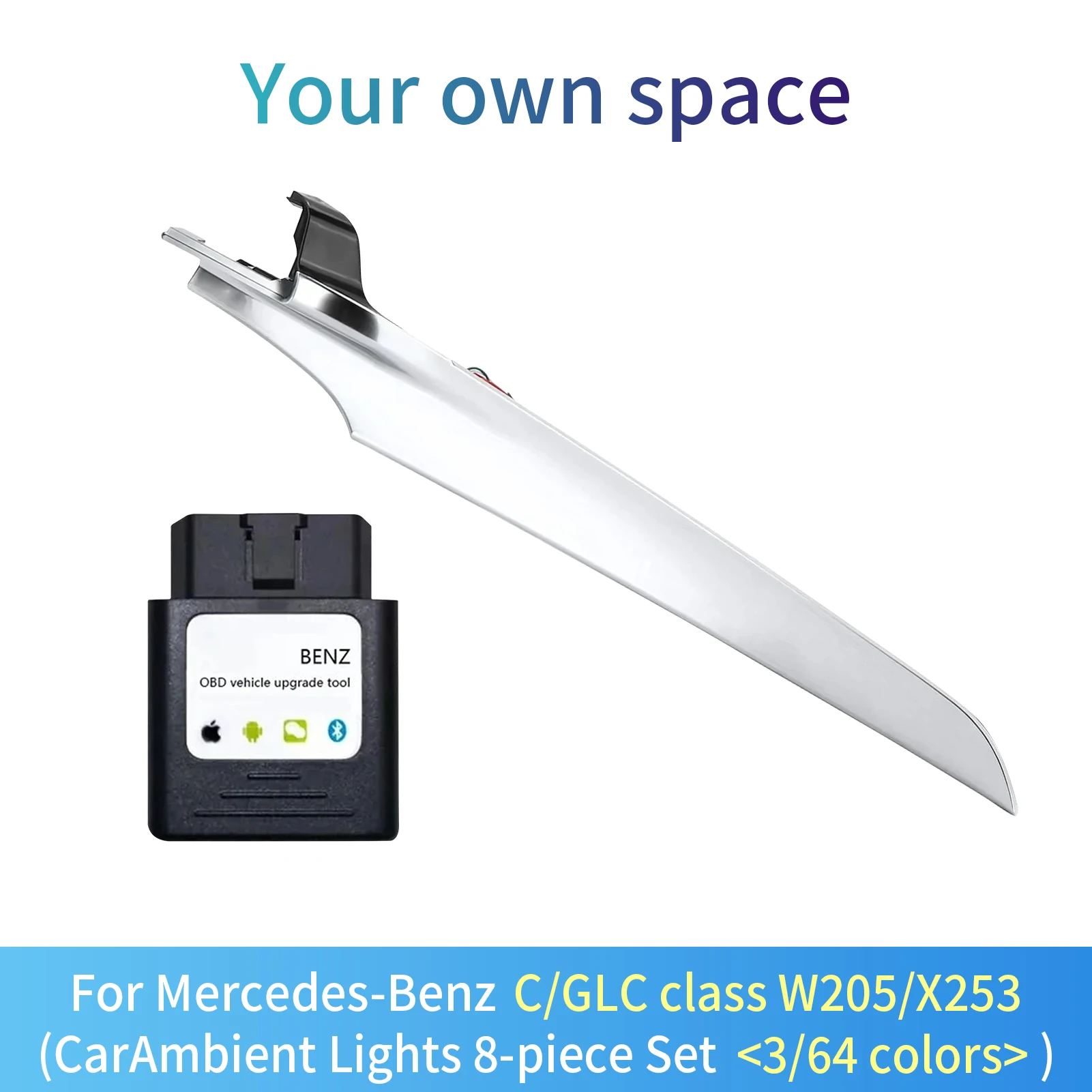 Mercedes-Benz C/GLC Class W205 X253 2014-2020 LED Ambient Light Front Passenger Neon Atmosphere Lamp 3/64 Colors Interior Decor
Mercedes-Benz C/GLC Class W205 X253 2014-2020 LED Ambient Light Front Passenger Neon Atmosphere Lamp 3/64 Colors Interior Decor