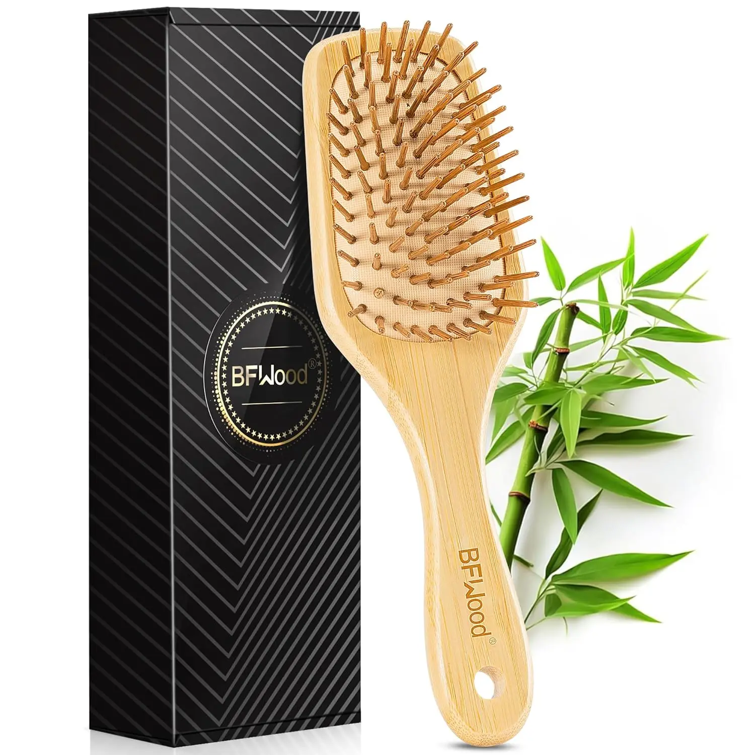 Natural Bamboo Paddle Hairbrush for Scalp Massage, Anti-Static, Smooth Detangling
Natural Bamboo Paddle Hairbrush for Scalp Massage, Anti-Static, Smooth Detangling