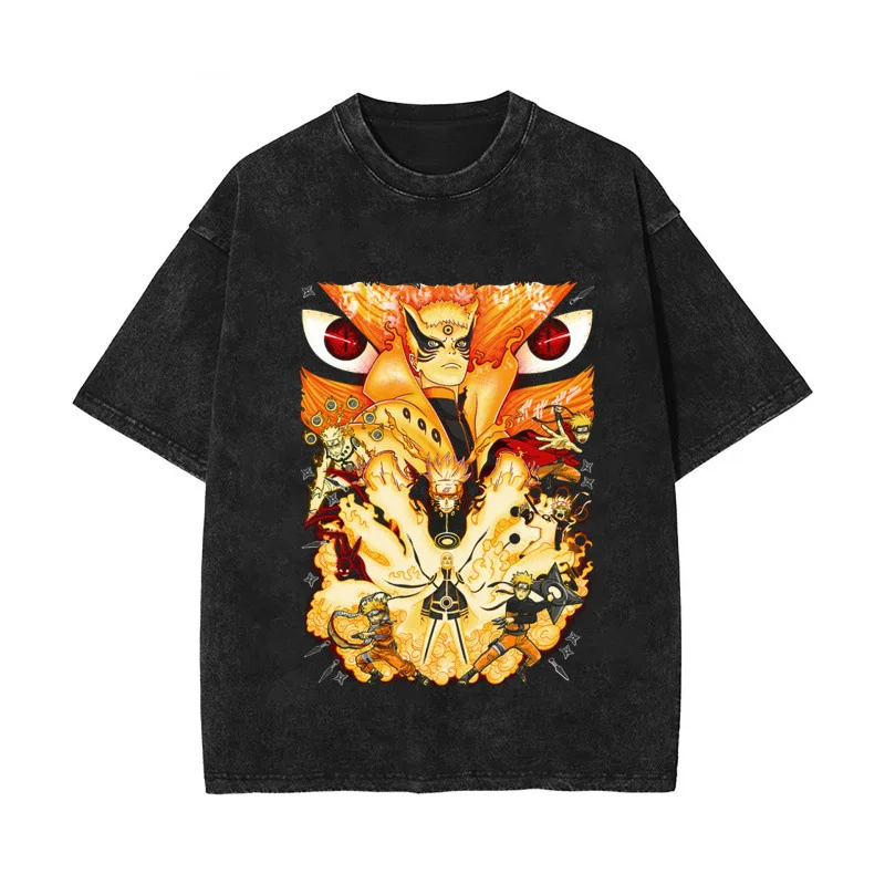 Американская уличная ретро аниме Наруто Саске Наруто мытая футболка с короткими рукавами мужские и женские свободные топы для пар 
Американская уличная ретро аниме Наруто Саске Наруто мытая футболка с короткими рукавами мужские и женские свободные топы для пар