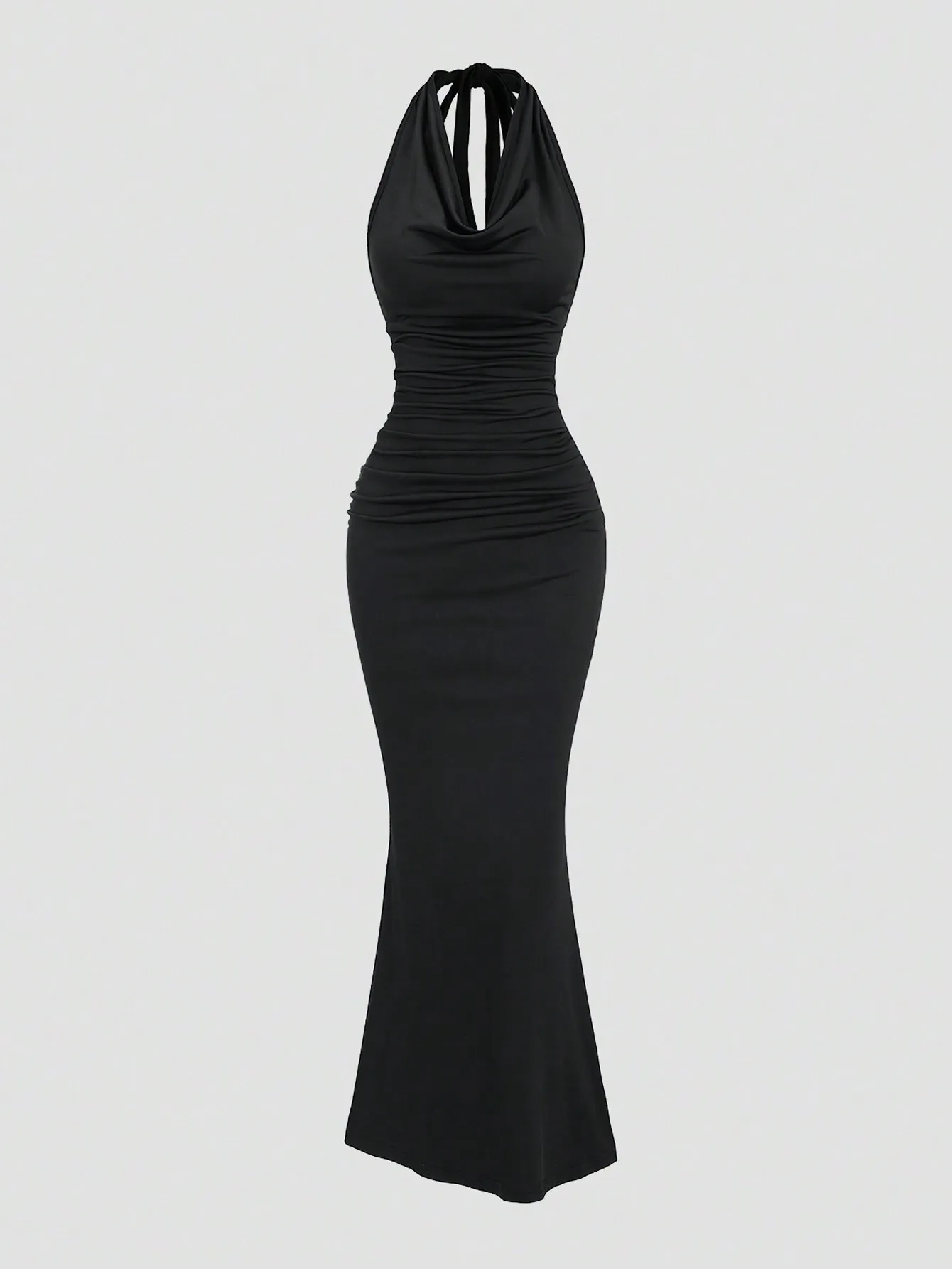 Sweetra Women's Black Draped Neck Bodycon Fish Tail Dress, Party
Sweetra Women's Black Draped Neck Bodycon Fish Tail Dress, Party