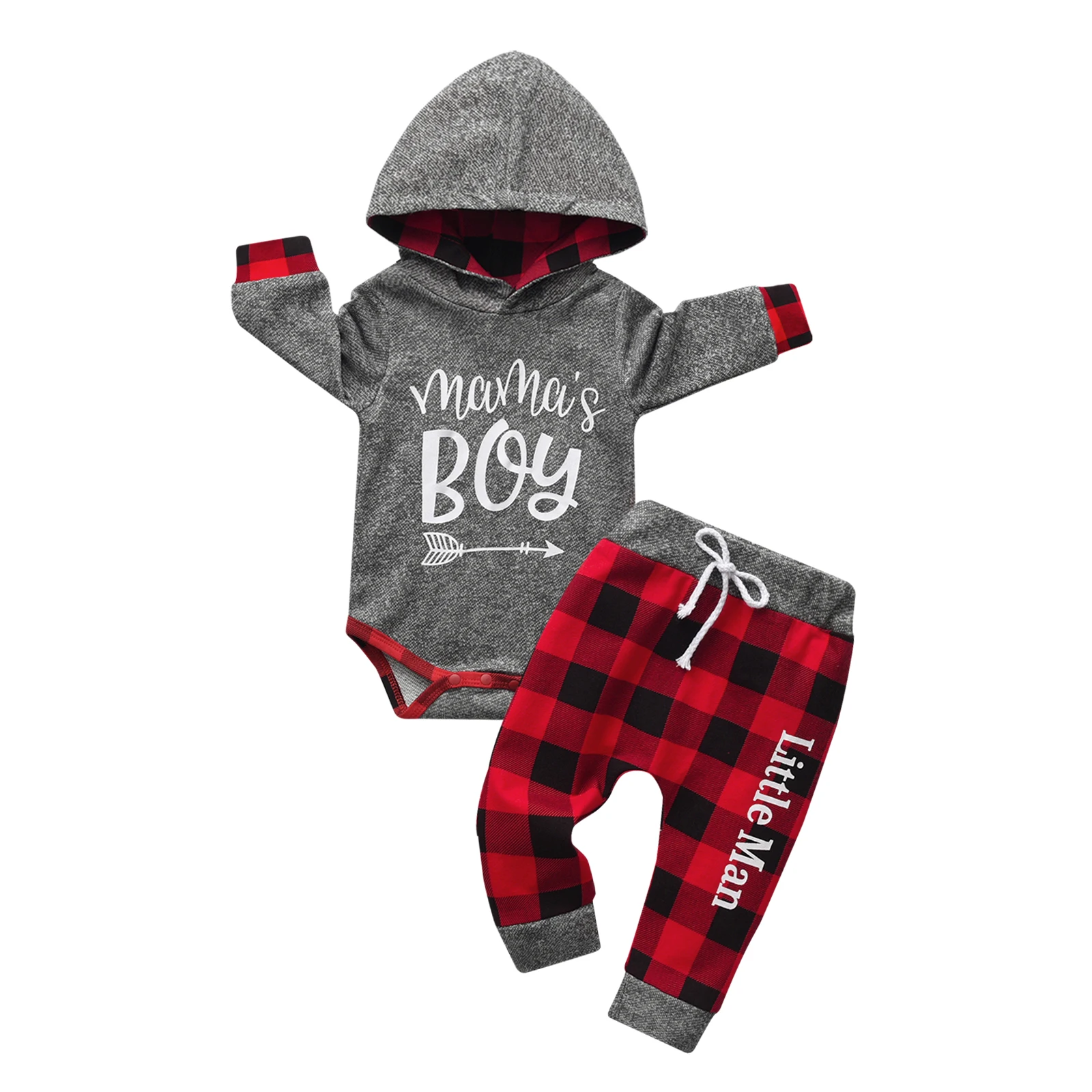 Newborn infant Baby Boy Fashion Clothes Letters Printed Hooded Bodysuit Top and Red Plaid Long Pants 2PCS Toddler Outfit Set
Newborn infant Baby Boy Fashion Clothes Letters Printed Hooded Bodysuit Top and Red Plaid Long Pants 2PCS Toddler Outfit Set