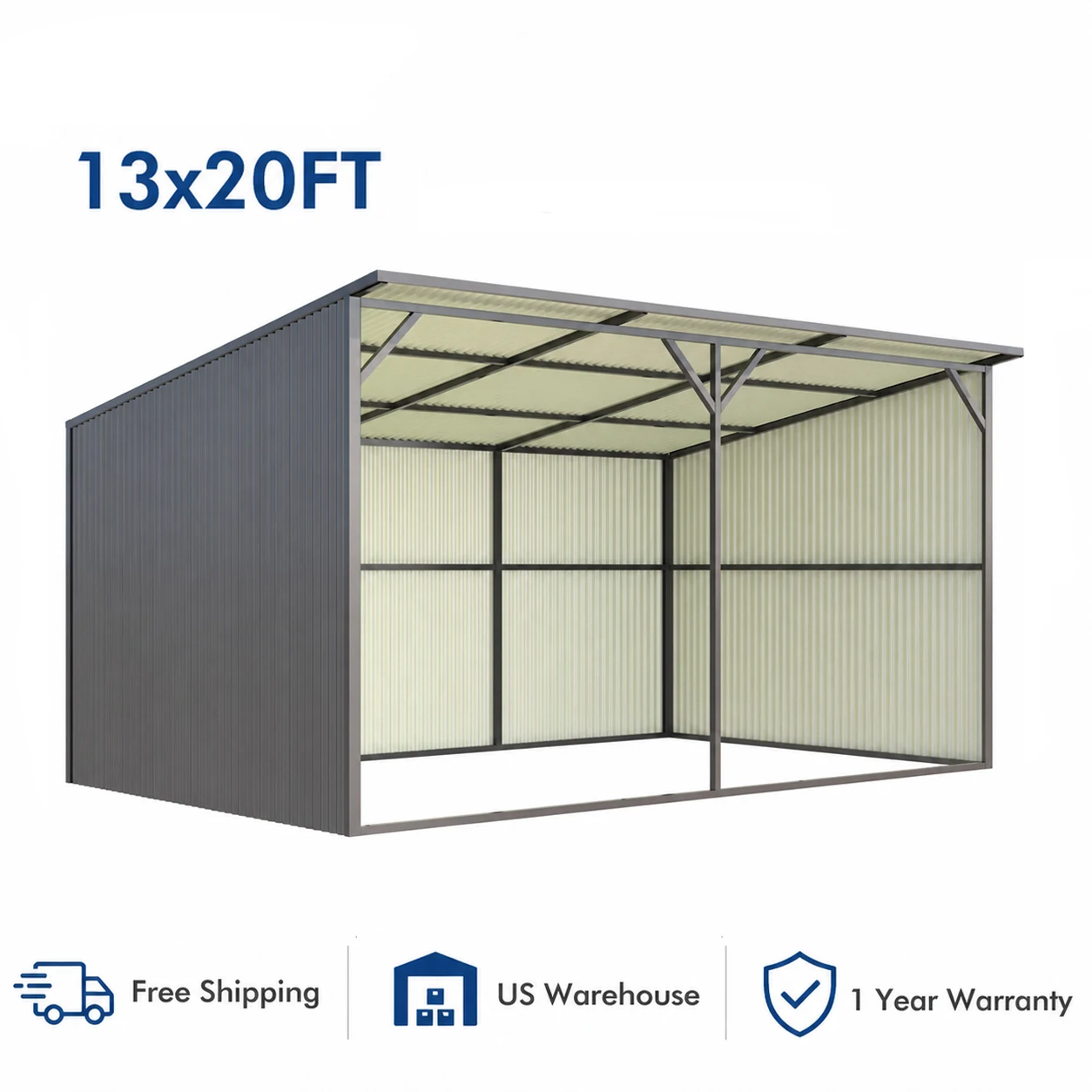 13x20-Foot Outdoor Utility Tool Shed, UV-resistant&Weatherproof Livestock Shelter, Farm Animal House for Cattle, Sheep and Goats
13x20-Foot Outdoor Utility Tool Shed, UV-resistant&Weatherproof Livestock Shelter, Farm Animal House for Cattle, Sheep and Goats