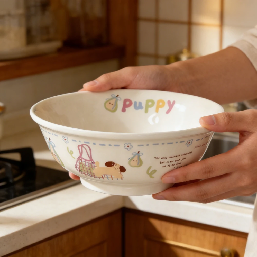 Миска для супа с лапшой для щенков, 8-дюймовая большая керамическая миска для супа с лапшой на высокой ножке, милые мультяшные миски в стиле Ins, домашняя обеденная посуда
Миска для супа с лапшой для щенков, 8-дюймовая большая керамическая миска для супа с лапшой на высокой ножке, милые мультяшные миски в стиле Ins, домашняя обеденная посуда