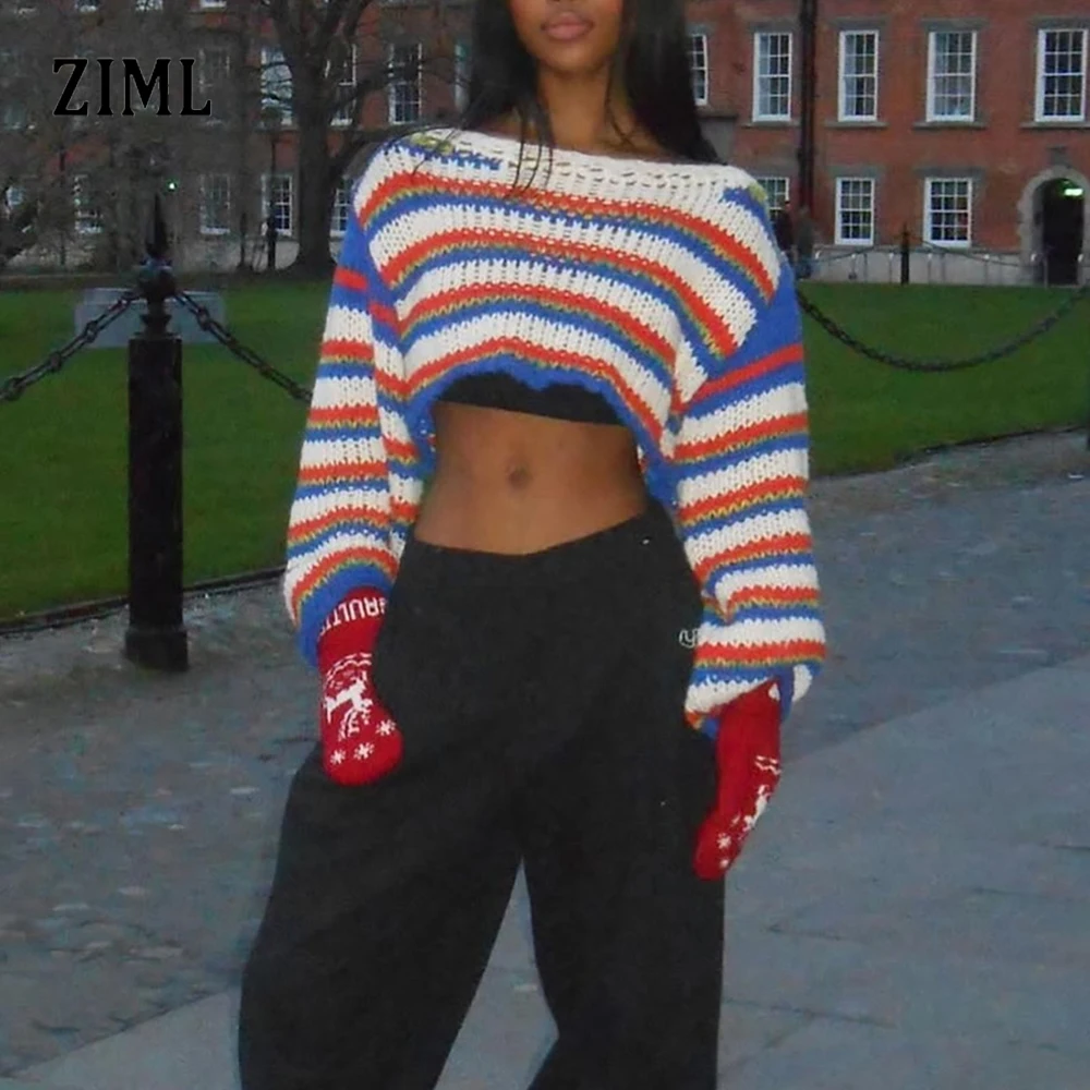 ZIML полосатый свободный дизайн, короткие свитера для женщин, осенний темпераментный свитер с круглым вырезом и длинными рукавами, женский модный стиль
ZIML полосатый свободный дизайн, короткие свитера для женщин, осенний темпераментный свитер с круглым вырезом и длинными рукавами, женский модный стиль