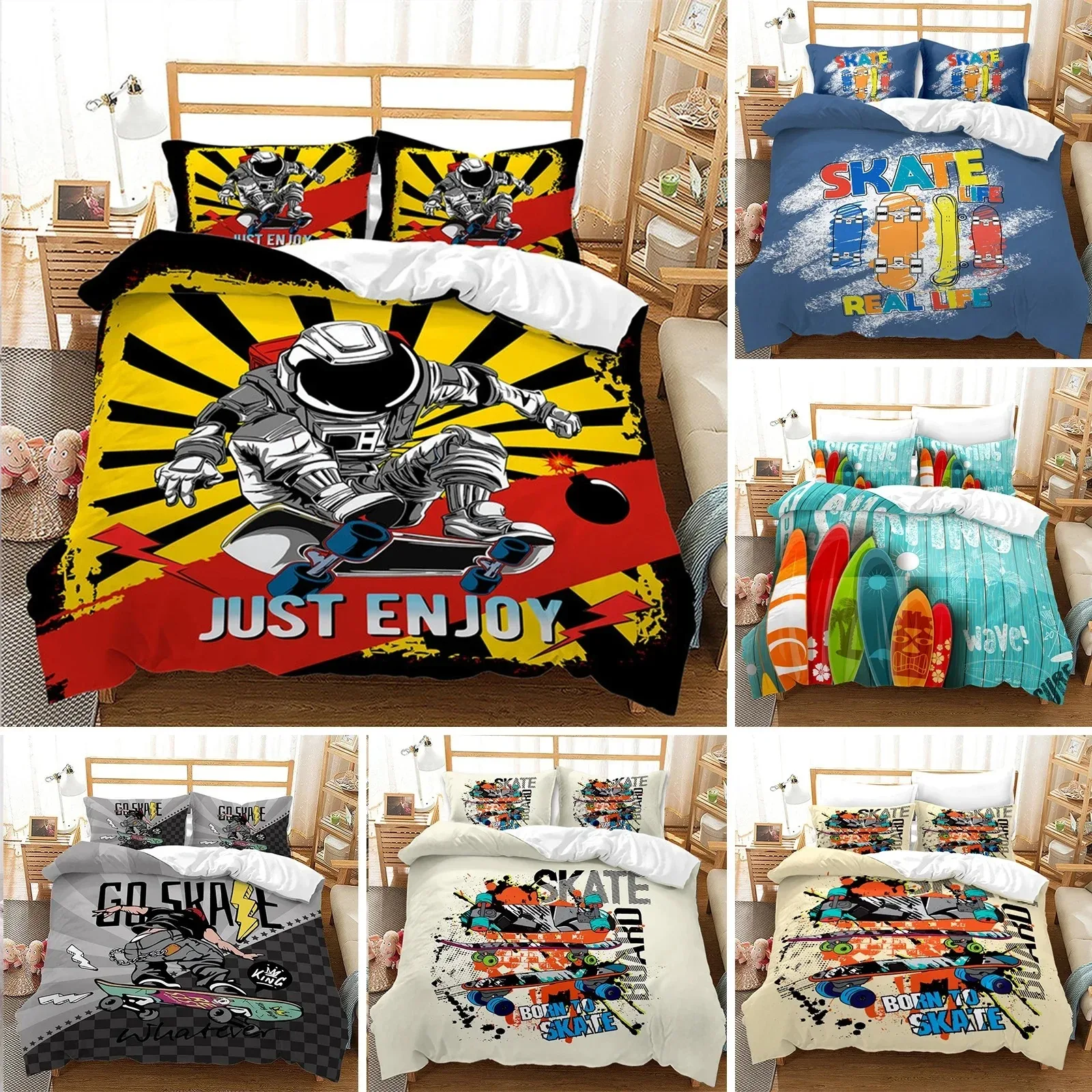 Skateboard Duvet Cover Microfiber Extreme Sports Game Bedding Set Astronaut Spaceman Skateboard Quilt Cover For Kids Teen Boys
Skateboard Duvet Cover Microfiber Extreme Sports Game Bedding Set Astronaut Spaceman Skateboard Quilt Cover For Kids Teen Boys