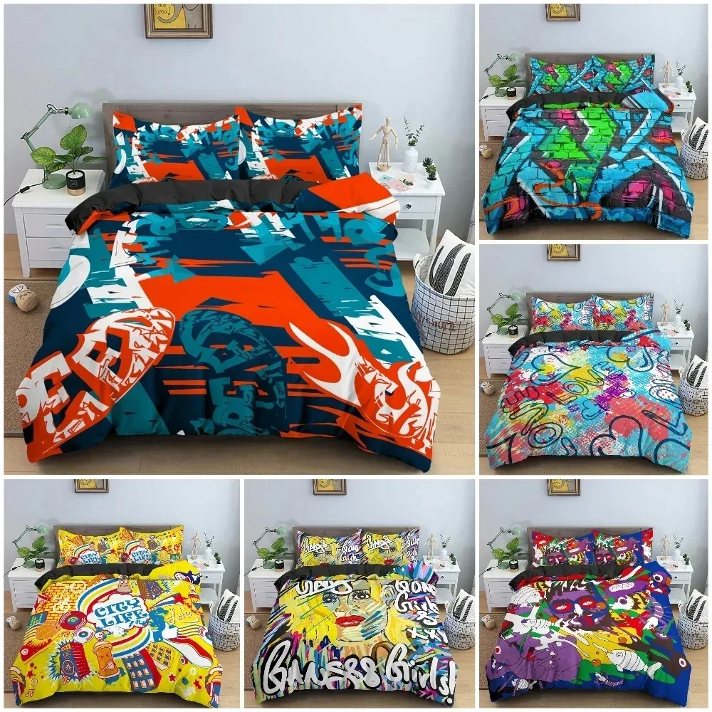 3D Cartoon Graffiti Bedding Set Soft Luxury Duvet Quilt Cover Set Bedroom Decor King Queen Twin Single Size Bedclothes
3D Cartoon Graffiti Bedding Set Soft Luxury Duvet Quilt Cover Set Bedroom Decor King Queen Twin Single Size Bedclothes