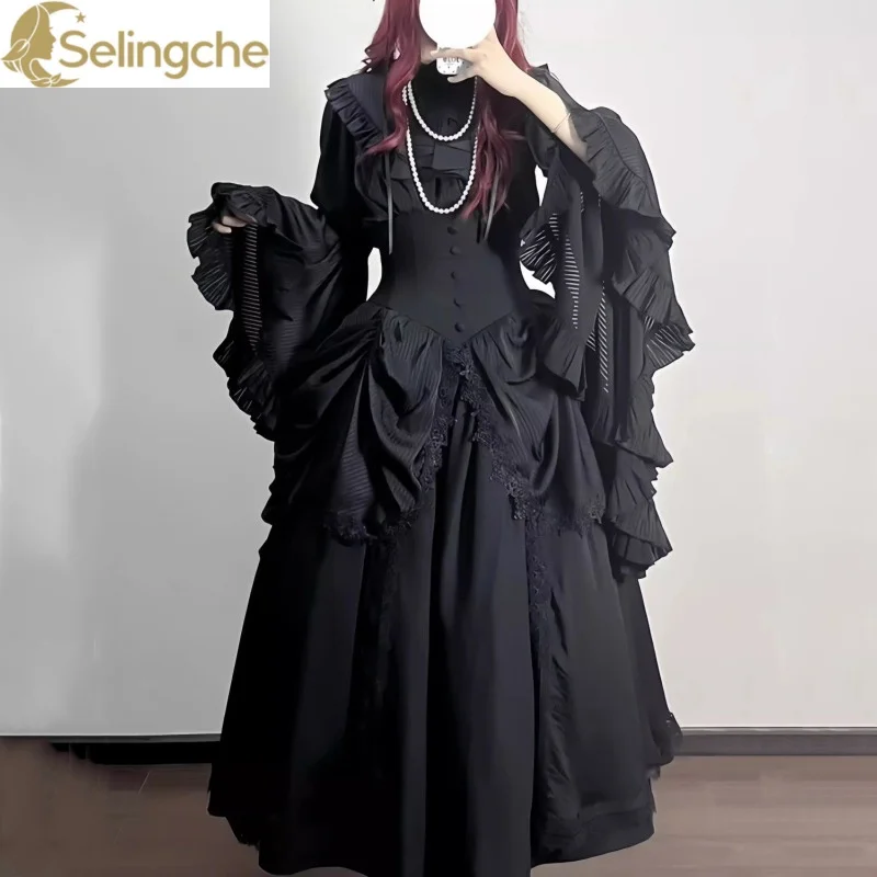 Sleepwalking Full Set Pure Black Hime Sleeve Shirt Fishbone Half Body Skirt Dark Special Style Lolita Skirt Set Female Cosplay
Sleepwalking Full Set Pure Black Hime Sleeve Shirt Fishbone Half Body Skirt Dark Special Style Lolita Skirt Set Female Cosplay