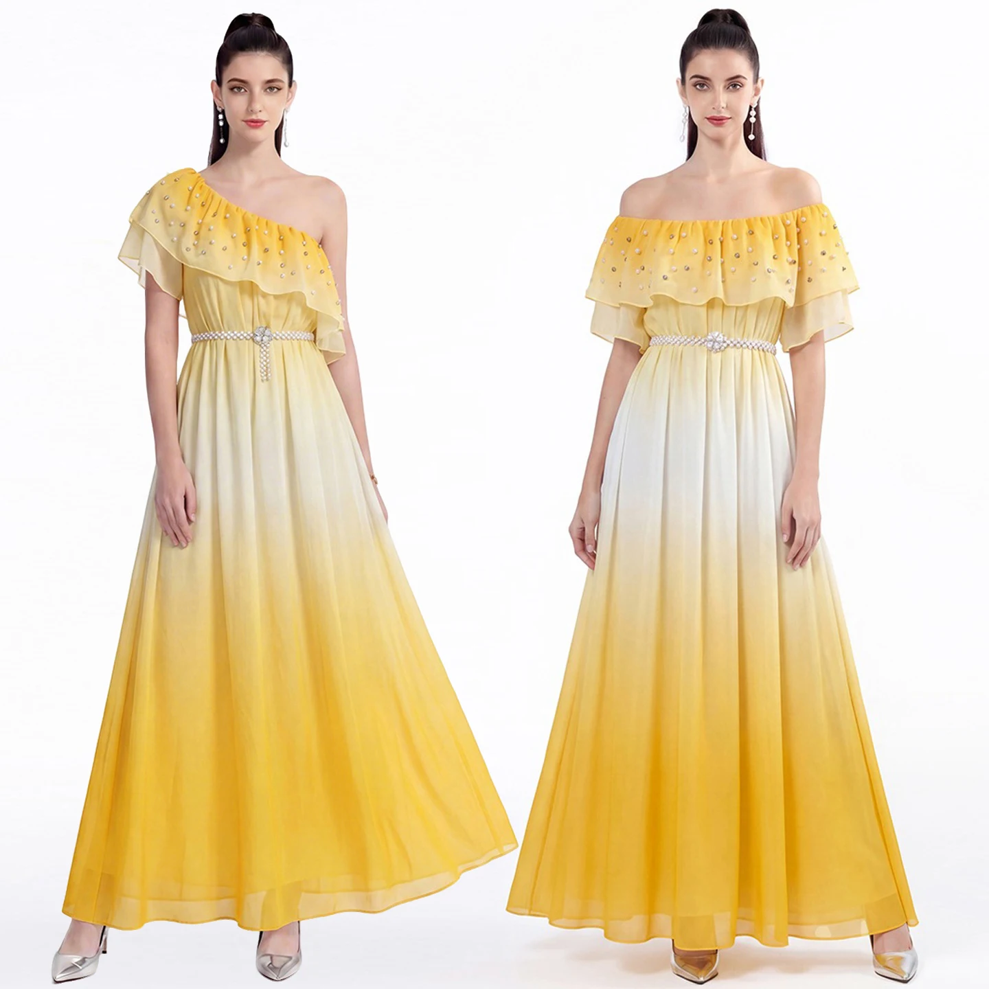 Sexy Shoulder Bared Three-Way Dress Glitzy Diamond Embellished One-Shoulder Slenderizing Show Dress Long Evening Gown for Women
Sexy Shoulder Bared Three-Way Dress Glitzy Diamond Embellished One-Shoulder Slenderizing Show Dress Long Evening Gown for Women