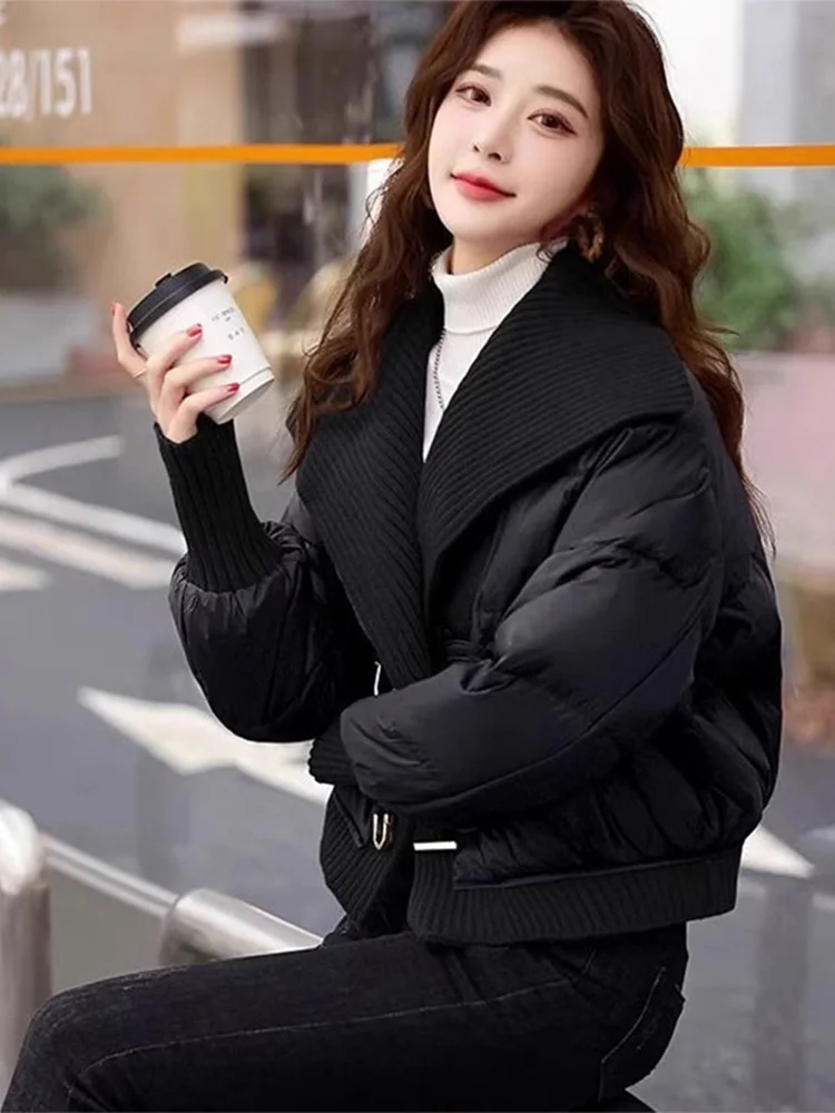 Slimming Effect Knitted Short Cotton Jacket Women's Winter Fashion Large Collar Splicing plus Size Warm Coat Outerwear
Slimming Effect Knitted Short Cotton Jacket Women's Winter Fashion Large Collar Splicing plus Size Warm Coat Outerwear