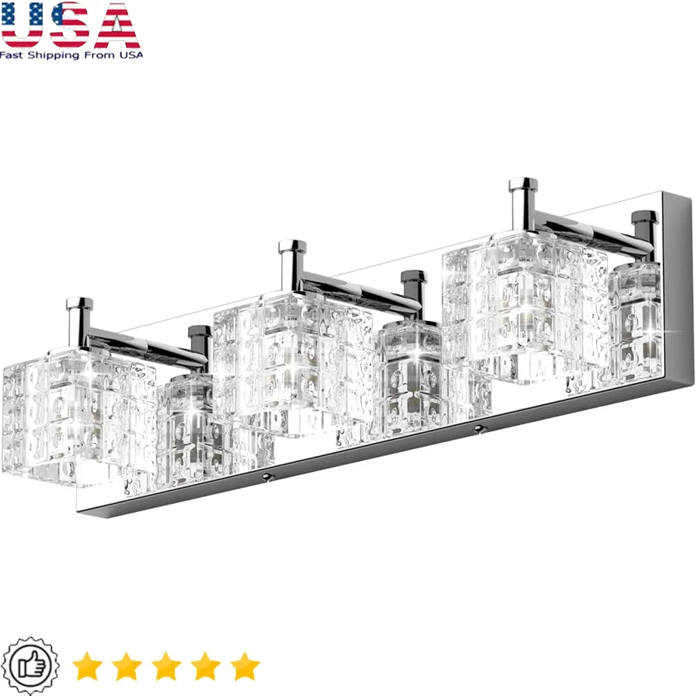 3 Lights Crystal Vanity Light Fixtures LED Modern Stainless Steel Bathroom Lighting Over Mirror Hardwired Installation
3 Lights Crystal Vanity Light Fixtures LED Modern Stainless Steel Bathroom Lighting Over Mirror Hardwired Installation