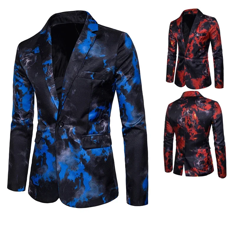 New Boutique Fashion Business One Button Suit Red and Blue Flame Print Suit Dress Costumes Casual Fashion Long-sleeved Suits
New Boutique Fashion Business One Button Suit Red and Blue Flame Print Suit Dress Costumes Casual Fashion Long-sleeved Suits