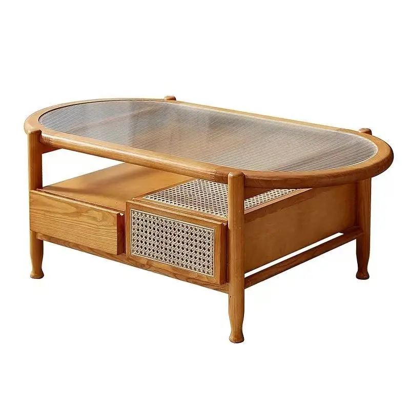#Small-Sized Retro Living Room Furniture Household Solid Wood Rattan Oval Tempered Glass Tea Table for Apartments
#Small-Sized Retro Living Room Furniture Household Solid Wood Rattan Oval Tempered Glass Tea Table for Apartments