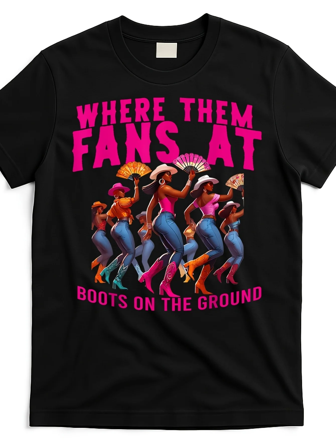 Футболка с рисунком «Где их любит ботильоны на земле» для танцев в стиле пастушки — черная с розовым западном дизайне 
Футболка с рисунком «Где их любит ботильоны на земле» для танцев в стиле пастушки — черная с розовым западном дизайне