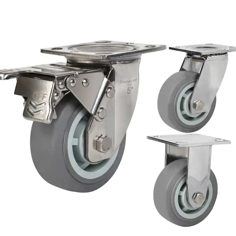 6 inch heavy duty stainless steel trolley casters for industrial machinery Thermo-Plastic Rubber mute wheels casters
6 inch heavy duty stainless steel trolley casters for industrial machinery Thermo-Plastic Rubber mute wheels casters