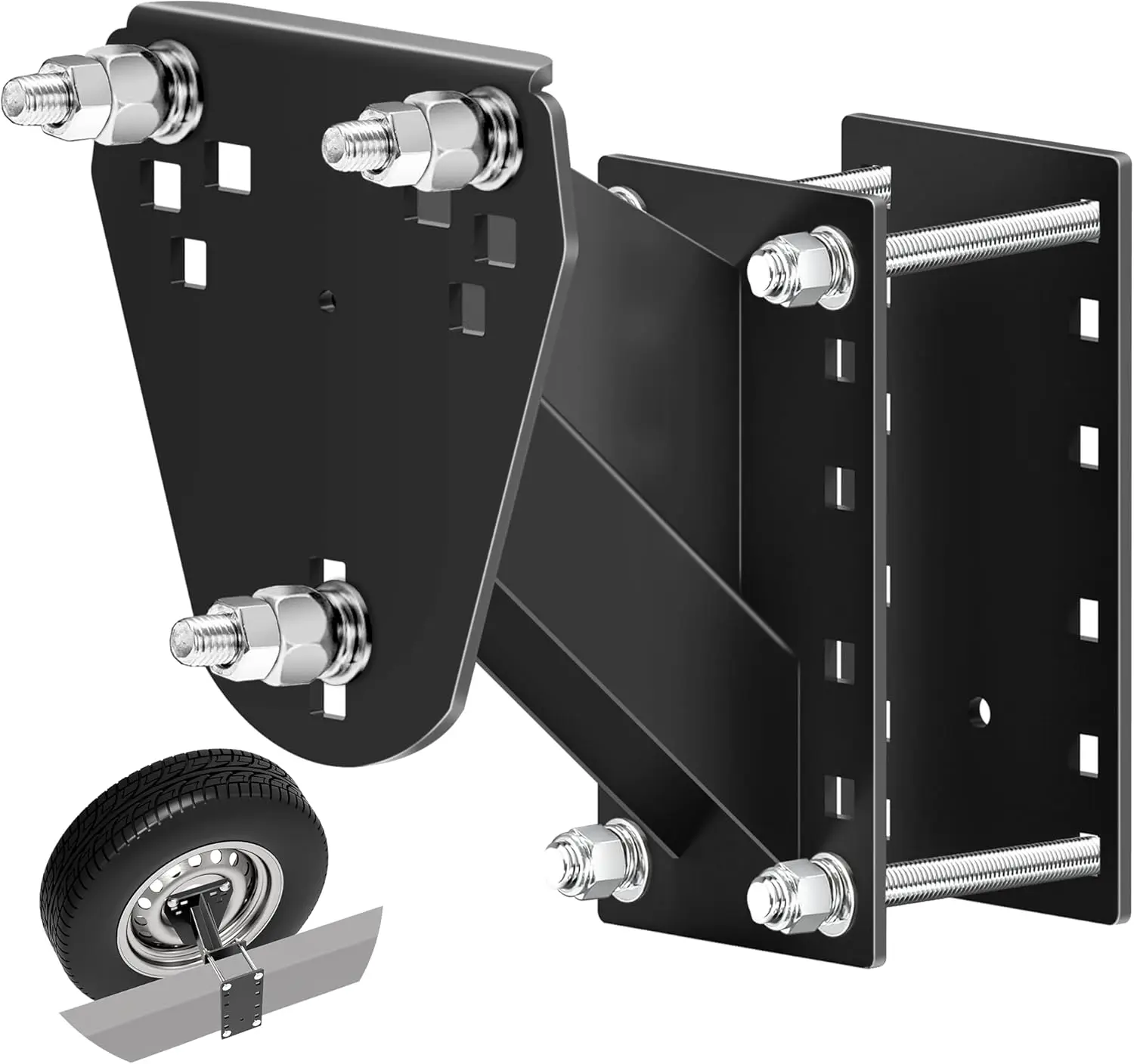 Universal Trailer Spare Tire Mount for Utility Trailers, RVs, Fits 4-8 Lug Wheels on 4" to 6.5" Bolt Patterns
Universal Trailer Spare Tire Mount for Utility Trailers, RVs, Fits 4-8 Lug Wheels on 4" to 6.5" Bolt Patterns