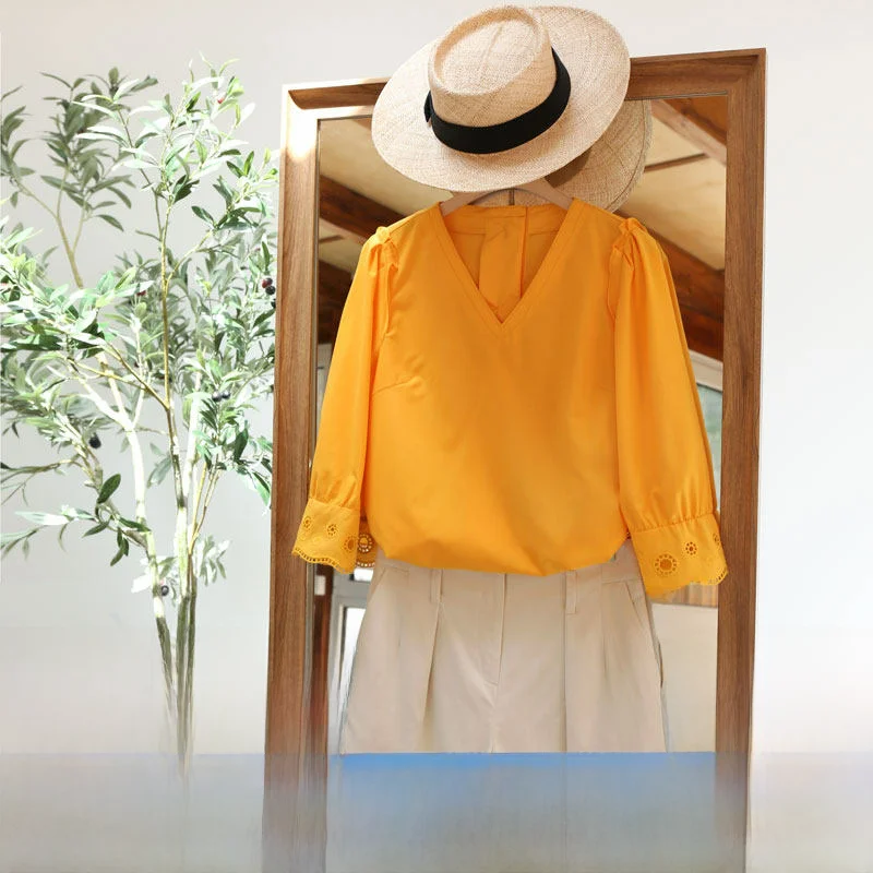 Nuo Xiaola Authentic Brand 2026 Summer New Embroidered Silk Fabric Seven Sleeve Shirt Mango Yellow Women's Business Casu...
Nuo Xiaola Authentic Brand 2026 Summer New Embroidered Silk Fabric Seven Sleeve Shirt Mango Yellow Women's Business Casu...