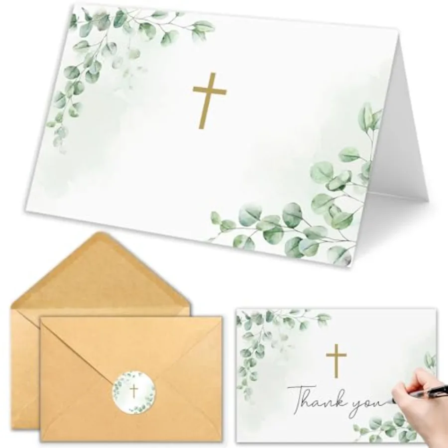25 Pack Religious Blank Cards with Envelopes, 4 x 6 Inch Cross Watercolor Eucalyptus Leaves Greeting Card with Envelopes for Ba
25 Pack Religious Blank Cards with Envelopes, 4 x 6 Inch Cross Watercolor Eucalyptus Leaves Greeting Card with Envelopes for Ba