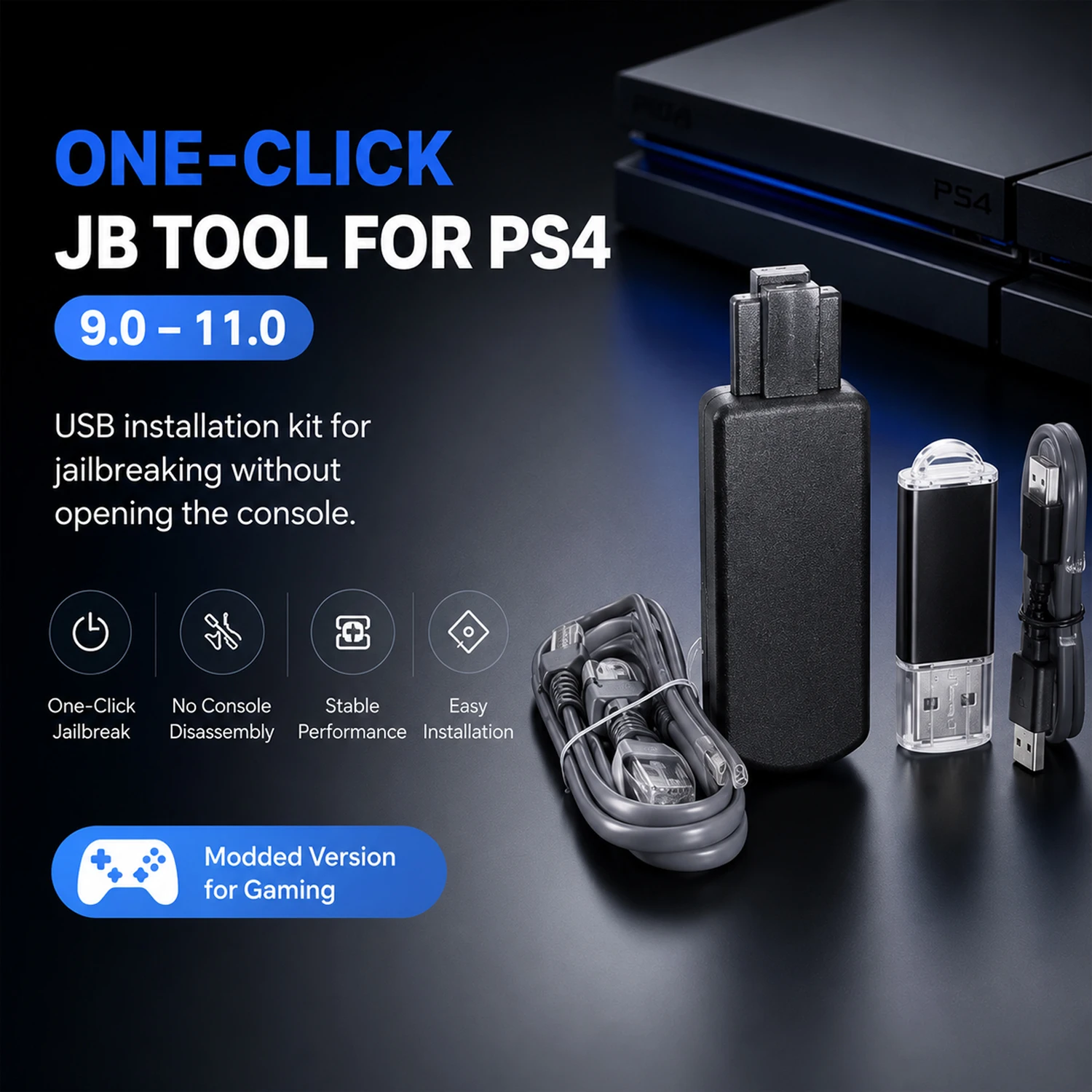 One-Key JB Tool Mod Set USB Dongle with Ethernet Type-C Cable Kit JB USB Adapter for PS4/PS4 Pro/PS4 Slim FW 9.0-11.0 System
One-Key JB Tool Mod Set USB Dongle with Ethernet Type-C Cable Kit JB USB Adapter for PS4/PS4 Pro/PS4 Slim FW 9.0-11.0 System