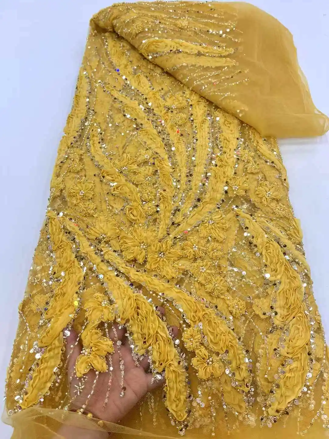 New Design 3D Arrival African French Tulle Beads Sequins Lace Fabric 2025 High Quality Nigerian Laces Fabrics For Bridal Wedding
New Design 3D Arrival African French Tulle Beads Sequins Lace Fabric 2025 High Quality Nigerian Laces Fabrics For Bridal Wedding