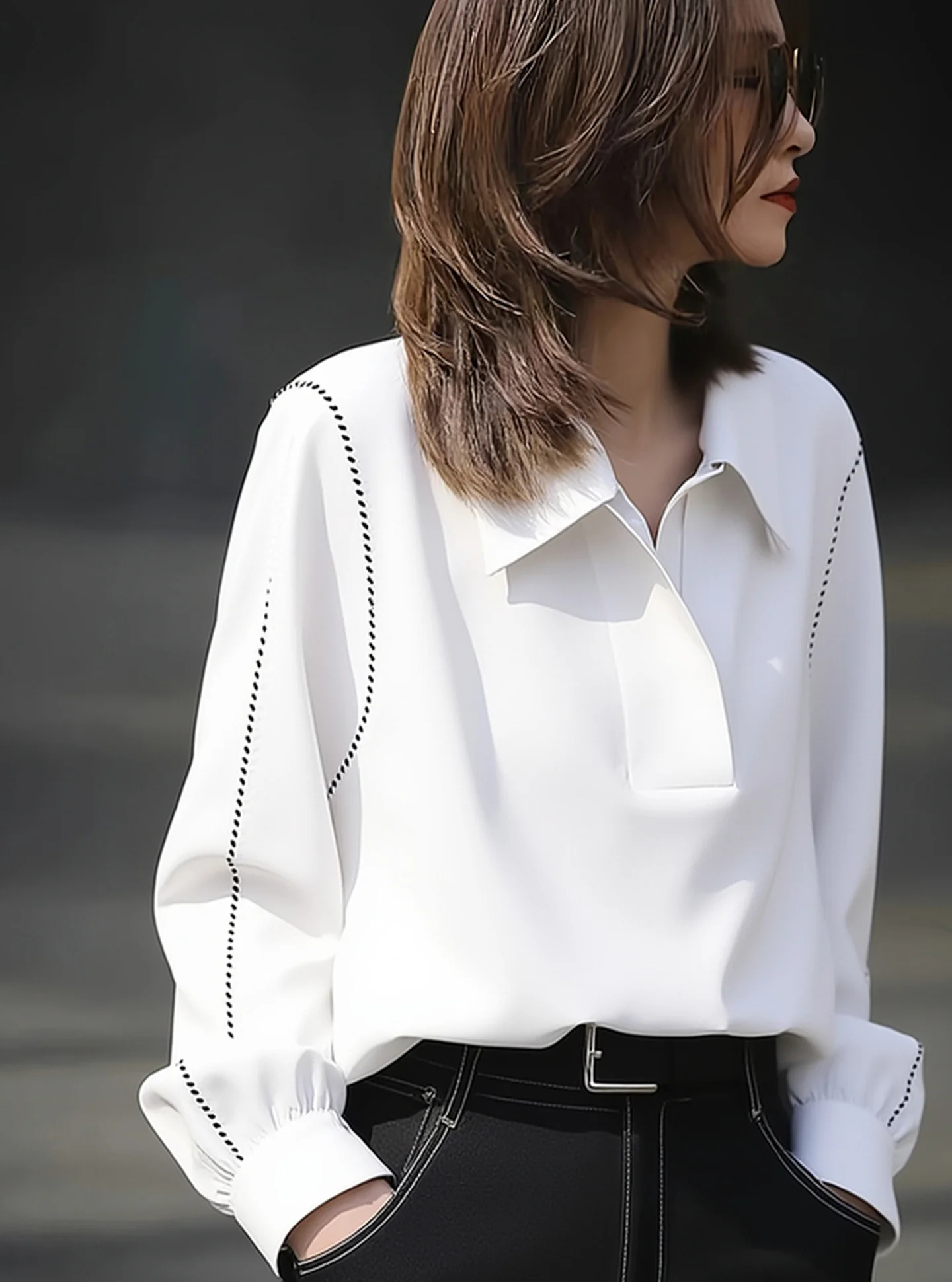 Ele Commuter Sle Long Sve White irt Women's Faion Versatile Slimming Top Spring 2025 New Arrival Straight Cut
Ele Commuter Sle Long Sve White irt Women's Faion Versatile Slimming Top Spring 2025 New Arrival Straight Cut