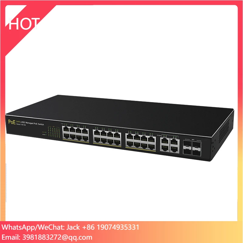 300W 24 Ports POE + 4 Gigabit Uplink Port + 4 SFP Fiber Optic Ethernet Switch For IP Camera
300W 24 Ports POE + 4 Gigabit Uplink Port + 4 SFP Fiber Optic Ethernet Switch For IP Camera