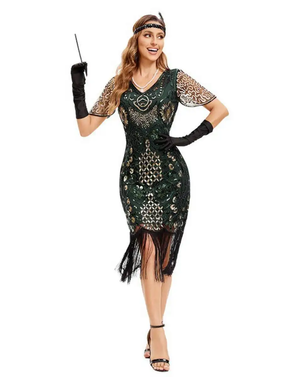 Ретро 920s Gatsby Вечернее платье с блестками и кисточками Dr Par Dr ort Юбка ape ort Sve Другое Материал 00% Женская Ф... 
Ретро 920s Gatsby Вечернее платье с блестками и кисточками Dr Par Dr ort Юбка ape ort Sve Другое Материал 00% Женская Ф...