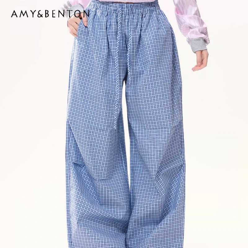 American Retro Plaid Lace-up High Waist Women's Casual Trousers 2026 Spring New Pleated Loose Versatile Wide-leg Pants Ladies
American Retro Plaid Lace-up High Waist Women's Casual Trousers 2026 Spring New Pleated Loose Versatile Wide-leg Pants Ladies