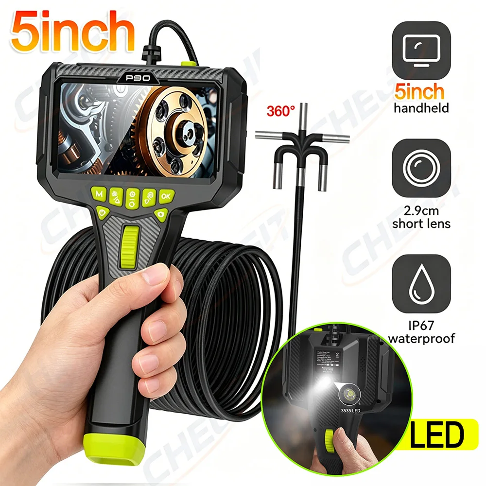 5"IPS Screen 360° Steering Industrial Endoscope Camera 6mm Single Lens LED Waterproof Inspection Borescope For Car/Pipe/Repair
5"IPS Screen 360° Steering Industrial Endoscope Camera 6mm Single Lens LED Waterproof Inspection Borescope For Car/Pipe/Repair