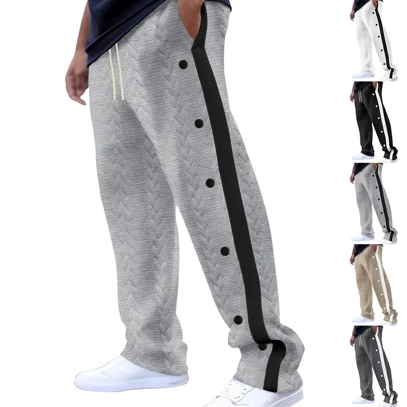 European and American Trend Basketball Sweatspants Men Side Buttons Baggy Straight Pants Contrasting Drawstring Sports Trousers
European and American Trend Basketball Sweatspants Men Side Buttons Baggy Straight Pants Contrasting Drawstring Sports Trousers