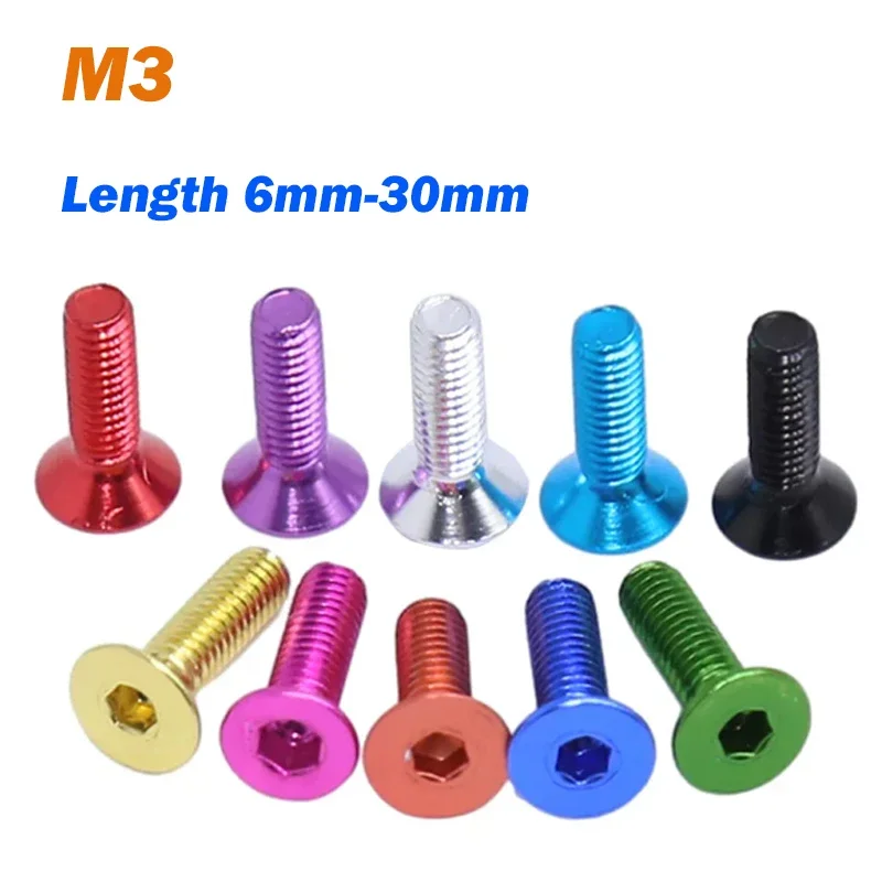 5Pcs Colored Screws M3 Length 6-30mm Aluminum Alloy 7075 Countersunk Bolts DIN7991 Allen Socket Screws Anodized DIY Model
5Pcs Colored Screws M3 Length 6-30mm Aluminum Alloy 7075 Countersunk Bolts DIN7991 Allen Socket Screws Anodized DIY Model