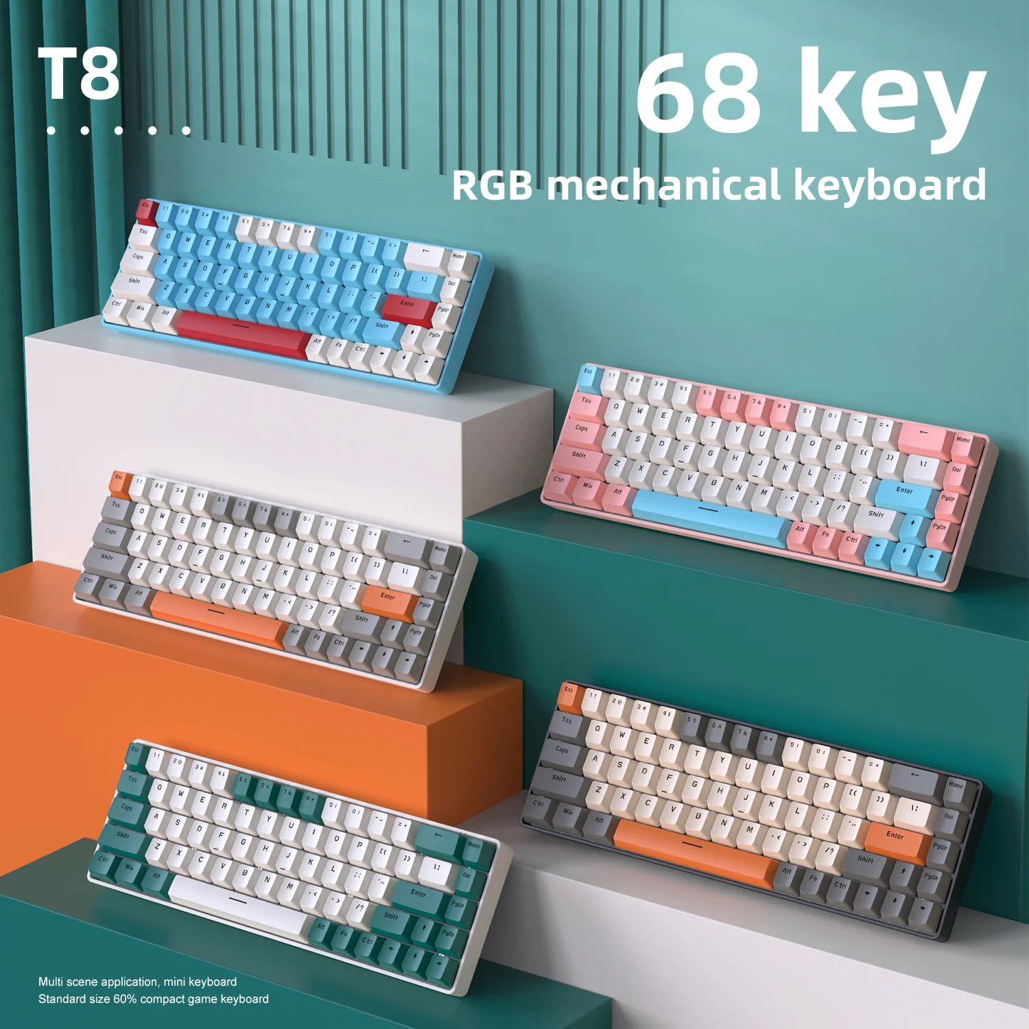 T8 Gaming Mechanical Keyboard Type-C 68 Key With PBT ABS Keycaps RGB Backlight For PC Tablet Desktop Gamer Wired Keyboard
T8 Gaming Mechanical Keyboard Type-C 68 Key With PBT ABS Keycaps RGB Backlight For PC Tablet Desktop Gamer Wired Keyboard