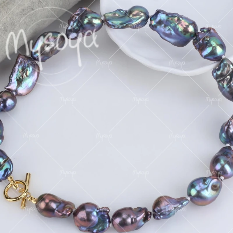 MYSOYA 12-15mm Large Black Colored Baroque Pearl Necklace, Suitable for Birthday/Wedding/Mother's Day/Father's Day Gift A0984
MYSOYA 12-15mm Large Black Colored Baroque Pearl Necklace, Suitable for Birthday/Wedding/Mother's Day/Father's Day Gift A0984