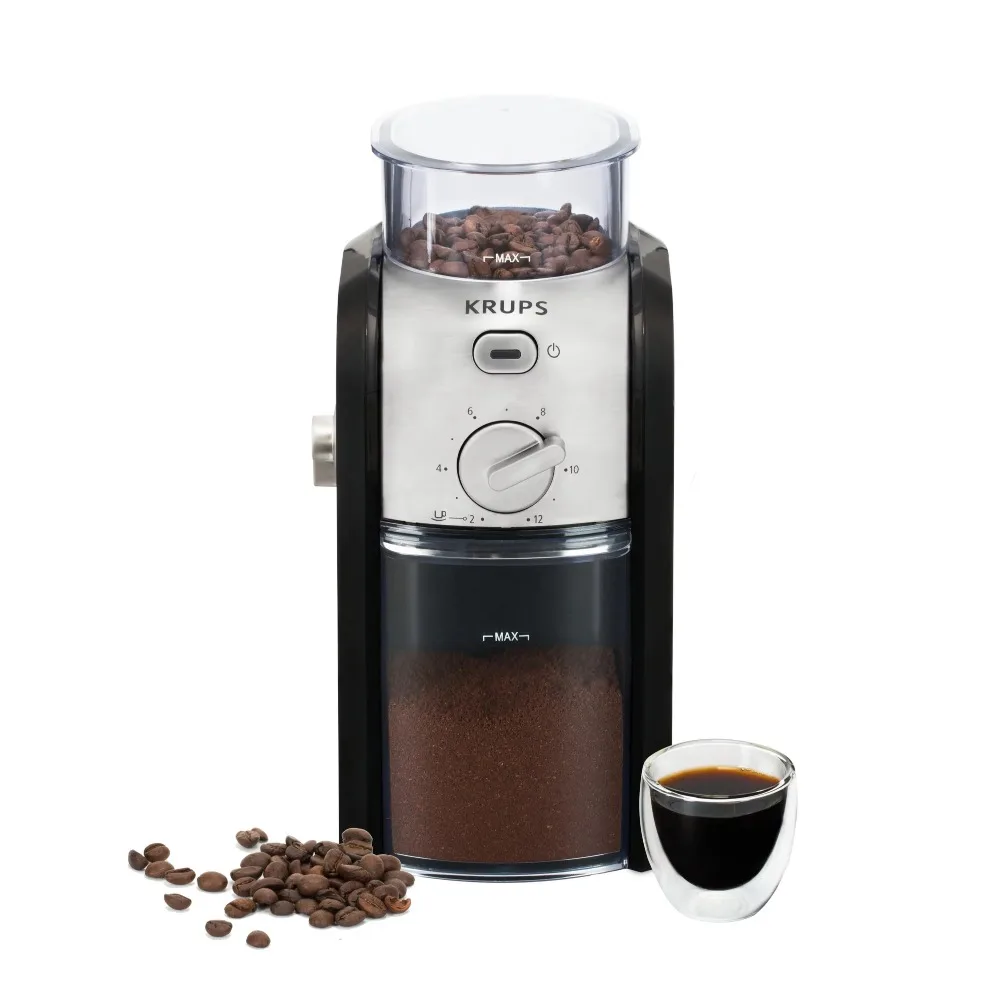 Coffee Grinder, 17-Grind fineness settings, Black and Metal, Auto Shut off Safety Feature, Burr Mill System
Coffee Grinder, 17-Grind fineness settings, Black and Metal, Auto Shut off Safety Feature, Burr Mill System